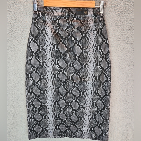 Adrianna Goldschmied Womens Midi Pencil Skirt Sz 25R Black-Gray Snake Print - Picture 10 of 15